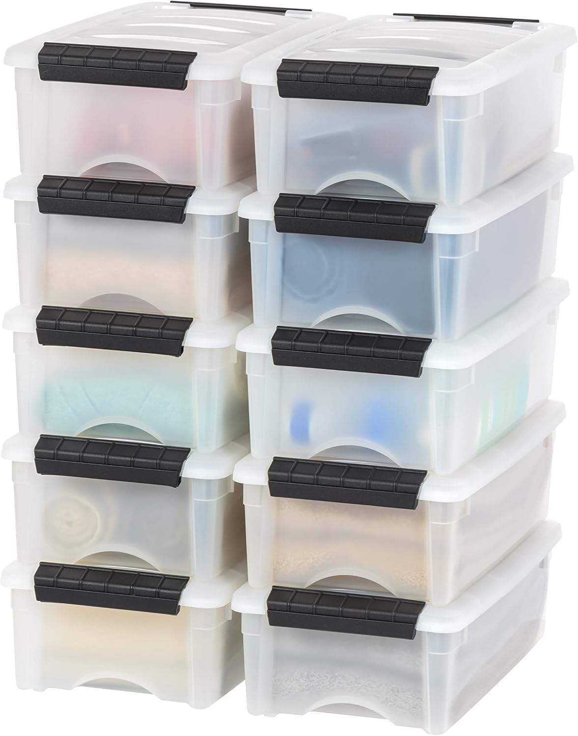 10-Pack 6 Quart Storage Bins with Lids, Pearl