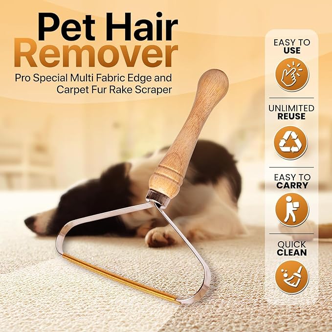 2-Pack Pet Hair Removal Tool - Carpet Rake and Squeegee for Pet Hair Remover Tool - Lint Remover and Hair Scraper for Couch - Easy to Clean Fuzz Fur and Pro Cat Dog Hair Remover for Rugs,Car Floor Mat