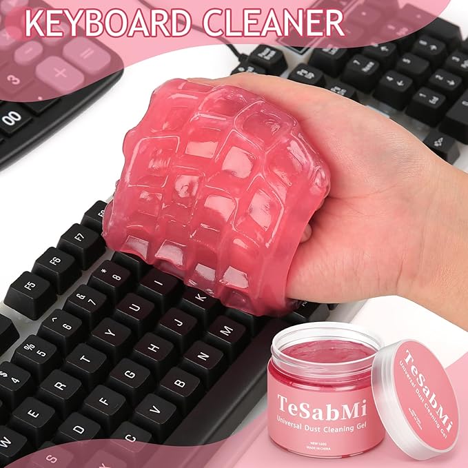 TeSabMi Car Cleaning Gel Car Cleaning Putty Car Putty Car Interior Cleaner Car Slime Car Detailing Kit Car Accessories Gifts for Dad Men Him Women Stocking Stuffers Pink