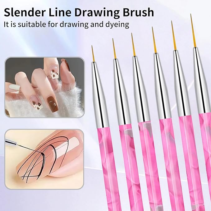 28Pcs Pink Nail Art Brush Set, Manicure Tool Kit with Acrylic Nail Brush, Builder Gel Brushes, Cuticle Brush, Dust Brush, Dotting & Liner Tool for Acrylic Powder Application, Sculpting & Cleaning