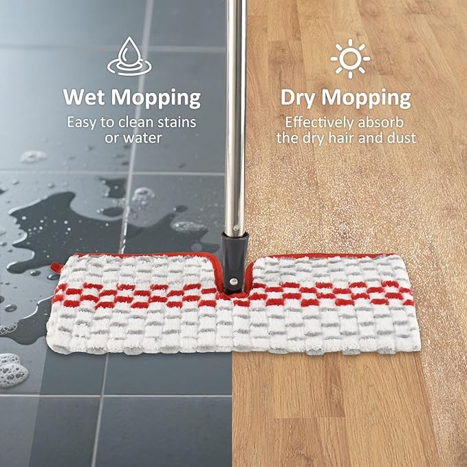 Microfiber Flat Mop Set for Floor Cleaning Ocedar ProMist MAX Dust Mop for Hardwood Floor, Dual-Action Flip Mops Wet & Dry Clean, Adjustable 58" Stainless Steel Mop Handle & 2 Reusable Refills & Base