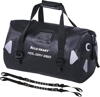 WILD HEART Waterproof Motorcycle Duffel Bag PVC500D With Rope Straps and Inner Pocket 40L 66L 100L for Kayaking, Camping