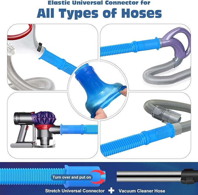 PetOde 2 Pieces Dryer Vent Cleaner Kit Compatible with Most Vacuum Cleaner, Dryer Lint Brush and Vacuum Hose Attachment with Universal Connector, Quickly Lint Remover