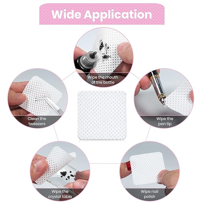 540 PCS Lint Free Nail Wipes,Eyelash Extension Glue Wipes,Super Absorbent Soft Non-woven Fabric Adhesive Nail Polish Remover Wipe,Cleaning Pad Cloth for Lash Extension Supplies and Nail Polish Bottle