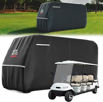 KEMIMOTO 600D Waterproof Golf Cart Cover, 8-Seater Golf Cart Rain Cover