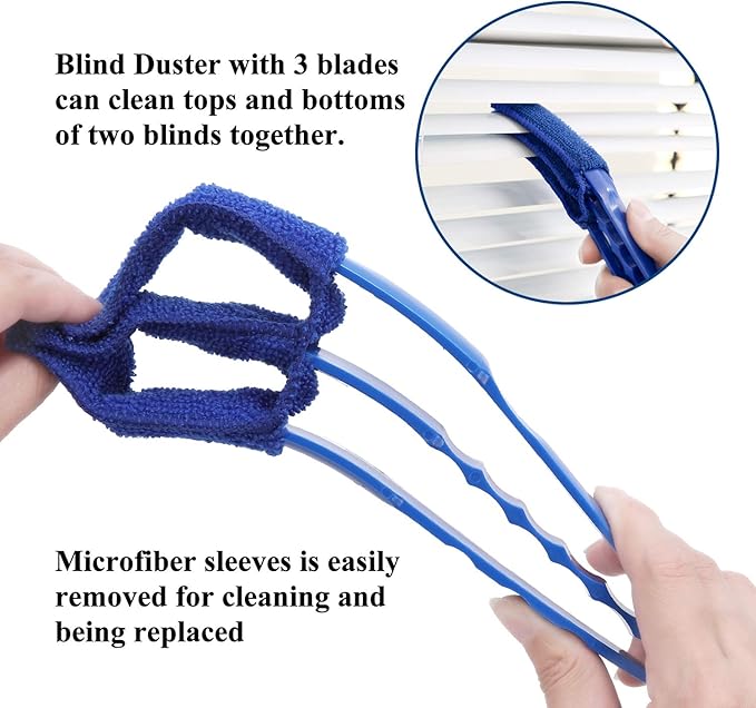Hiware Window Blind Cleaner Duster Brush with 5 Microfiber Sleeves - Blind Cleaner Tools for Window Shutters Blind Air Conditioner Jalousie Dust
