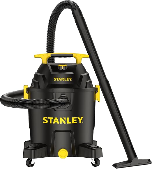 STANLEY 10 Gallon Wet Dry Vacuum, 6 Peak HP Poly Built-in Drain Shop Vac Blower with Powerful Suction, Multifunctional S