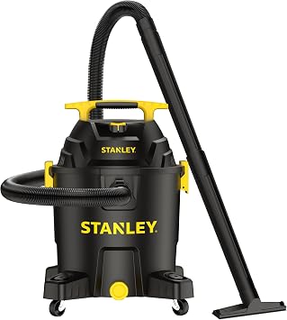STANLEY 10 Gallon Wet Dry Vacuum, 6 Peak HP Poly Built-in Drain Shop Vac Blower with Powerful Suction, Multifunctional S