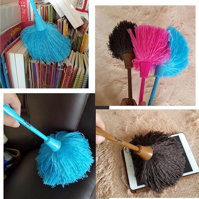 3 Pack Hand Grips Fluffy Microfiber Delicate Duster, Mini Washable Dusting Brush
