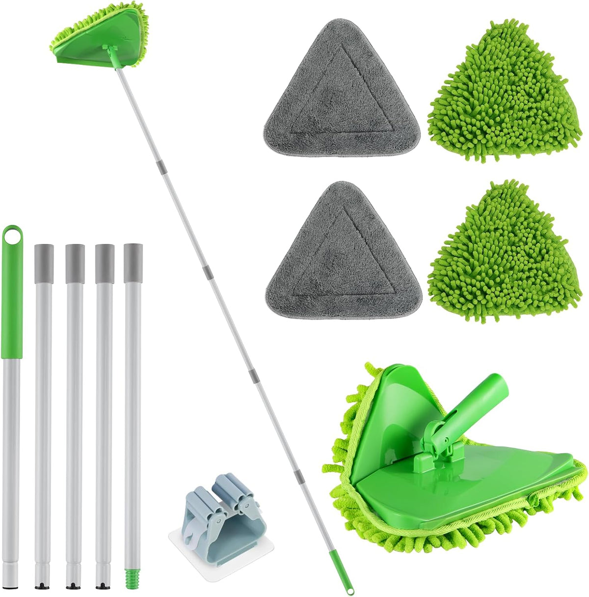 Wall Cleaner Mop, 82-Inch Handle, Baseboard Cleaner Tool, 4 Pads