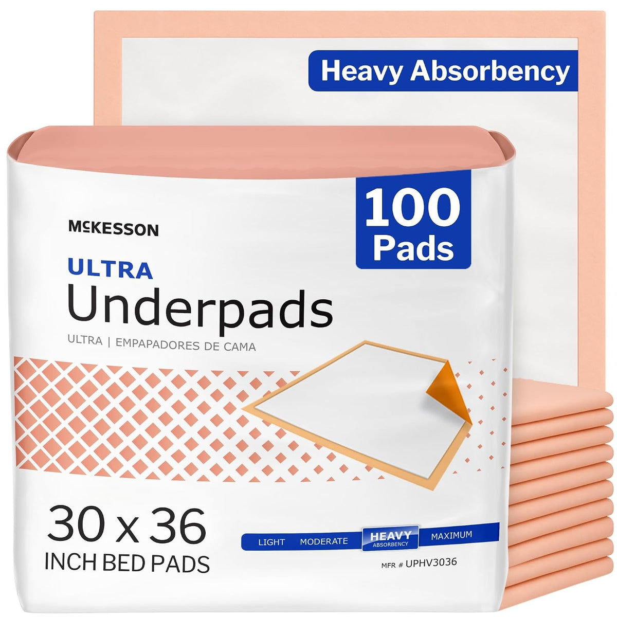 Ultra Disposable Underpads, Heavy Absorbency, 30 x 36 in, 100 ct