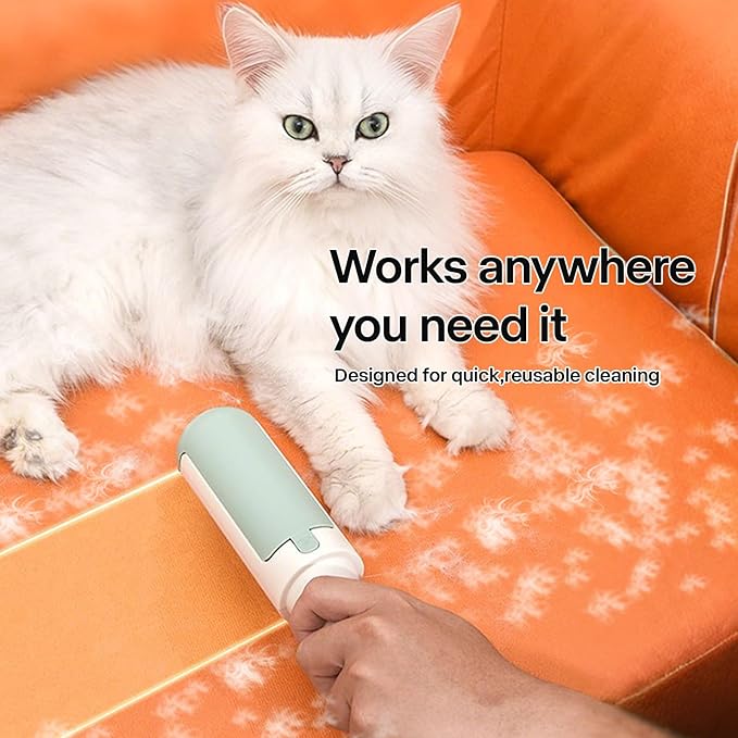 PAKEWAY 2 Pack Pet Hair Remover for Couch & Carpet, Reusable Lint Roller with Self-Cleaning Base, Dog & Cat Fur Remover, Portable Hair Removal Tool