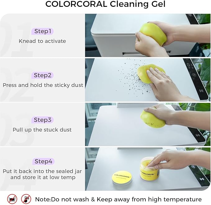ColorCoral Cleaning Gel Universal Dust Cleaner for PC Keyboard Car Detailing Office Electronics Laptop Dusting Kit Computer Dust Remover, Computer Gaming Car Accessories, Gift for Men Women 160g