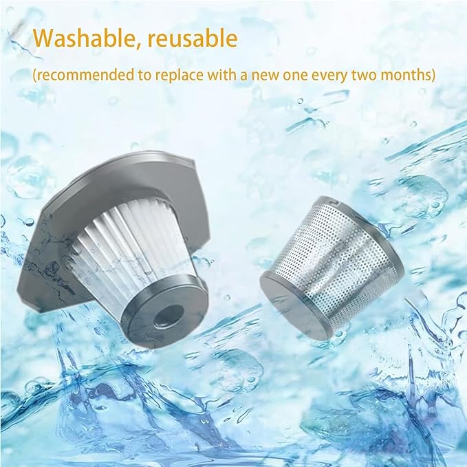3Pack Hepa Filters +1Pack Steel Filter Replacement Compatible with Gxzsk LT-143 Handheld Car Vacuum, also Works with DBHAL LT-143ET and ZJZJ 143 Handheld Vacuum Cordless. Washable Filters.