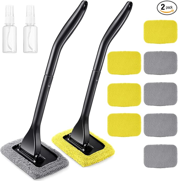 Frienda 2 Set Windshield Cleaner Tool Inside Car Windshield Cleaning Wand Auto Window Cleaner with Detachable Handle, 8 