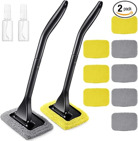 Frienda 2 Set Windshield Cleaner Tool Inside Car Windshield Cleaning Wand Auto Window Cleaner with Detachable Handle, 8 