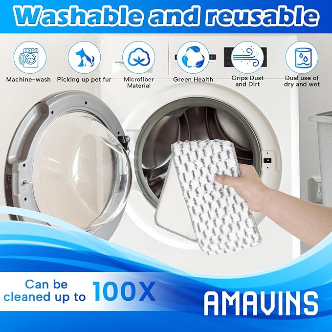 3 Pack Microfiber Cleaning Pads for White Gray 18 inches, Reusable Microfiber Mop Pads for 18 Inch Mop, Hardwood Floor Replacement Cleaning Mop Pads, Machine Washes