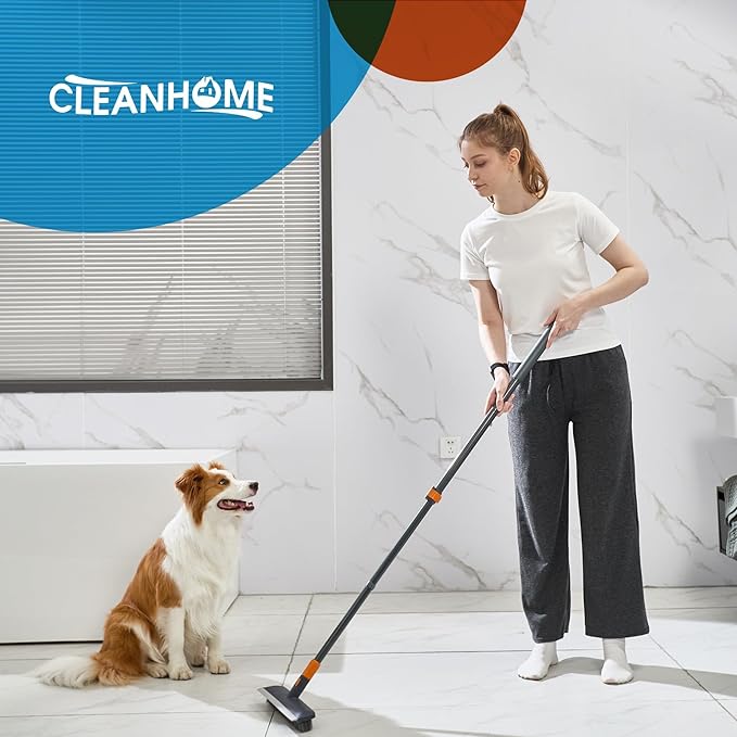 CLEANHOME Floor Scrub Brush Tile Tub Scrubber Brush with 4 Different Cleaning Heads, Shower Brush with 56” Extendable Long Handle, Scrubbers for Cleaning Kitchen, Bathroom, Tub, Tile, Wall