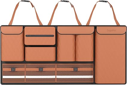 Backseat Hanging Organizer with Large Storage Bags | PU Leather, Large Capacity | Adjustable Straps, Waterproof & Collap
