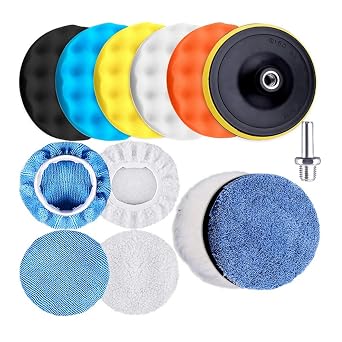 13PCS Buffing Pads 7 Inch Car Polishing Pads Kit Car Foam Sponge Pads Wool Bonnet Pads Auto Body Repair Pad for Waxing B