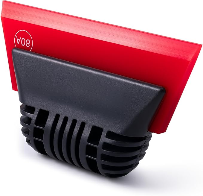 FOSHIO Red Small Squeegee Window Tint Squeegee, Non-Slip Handle Rubber PPF Squeegee, Squeegee for Window Cleaning, Shower Glass Door, Car Window Squeegee for Windshield, Mini Squeegee for Vinyl