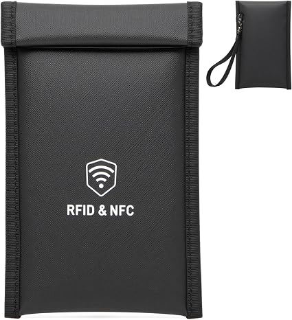 Faraday Bags for Phones [5G/Bluetooth/WiFi/GPS] Signal Blocker, Fireproof Waterproof Anti-Scratch | Detachable Wrist Str
