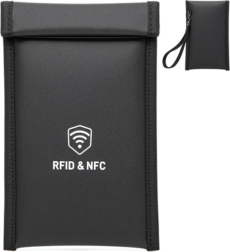Faraday Bags for Phones [5G/Bluetooth/WiFi/GPS] Signal Blocker, Fireproof Waterproof Anti-Scratch | Detachable Wrist Str