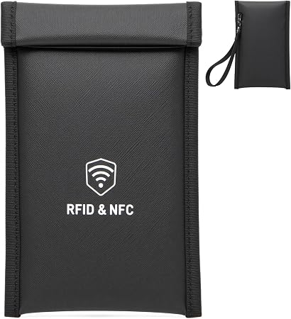 Faraday Bags for Phones [5G/Bluetooth/WiFi/GPS] Signal Blocker, Fireproof Waterproof Anti-Scratch | Detachable Wrist Str