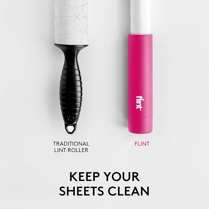 Flint Classic Pink Retractable Mini Lint Roller with 30 Extra Sticky Sheets, Small and Portable Lint Roller, Ideal Pet Hair Remover, Travel Lint Rollers for pet Hair Extra Sticky