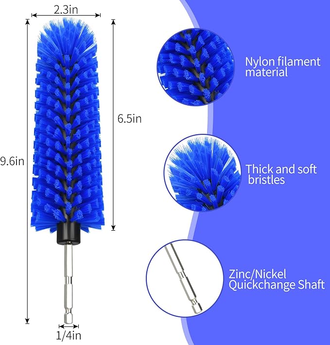 Drill Brush for Car Wheel and Bottle, Highly Dense and Durable Car Cleaning Brush for Wheels, Rims, Engines, Exhaust, Bottle