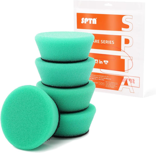 SPTA Green T120 Heavy-Cut Mini Polishing Foam Pad, 5Pcs 2inch/50mm Sponge Polishing Buffing Pads