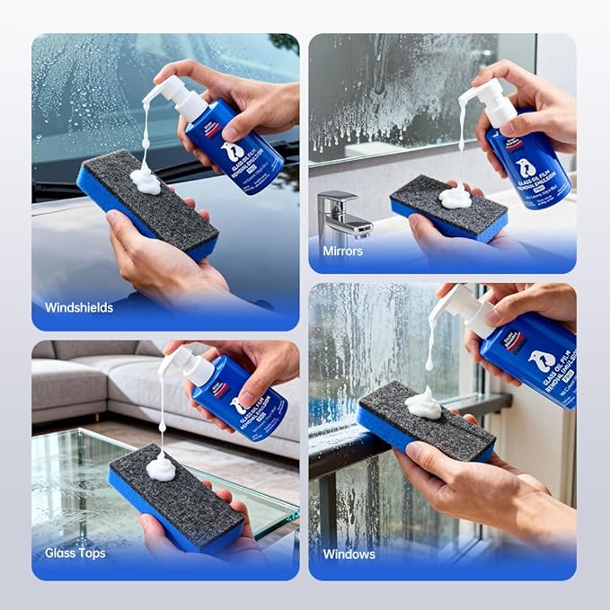 Glodway Glass,Mirror and Window Cleaner for Auto and Home Cleans,Streak-Free,Ammonia-Free,Tint-Safe,4.58 OZ (3 Pack)