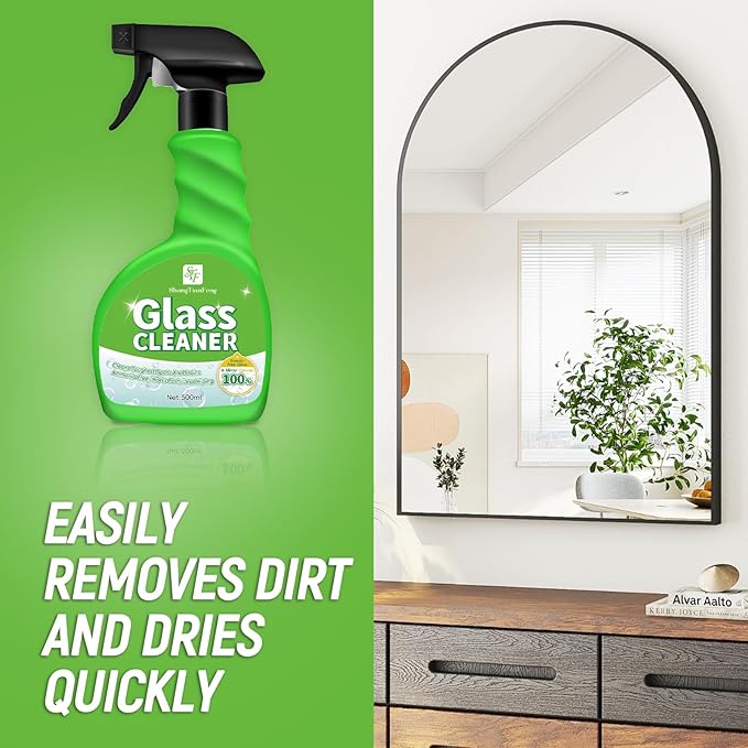 Glass Cleaner Spray,Window cleaner,Mirror cleaner- Streak-Free & Fast Drying Formula for Windows, Mirrors & Shower Doors | Ammonia-Free, 17oz (Pack of 2) | Eco-Friendly Vinegar Power