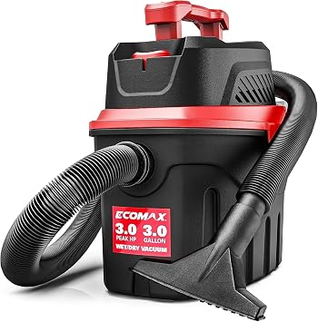 ECOMAX Small Shop Vacuum Wet/Dry 3 Gallon, 3 Peak HP, Small Shop Wet Dry Vac with Accessories, 3-in-1 Mini Shop Vacuum w