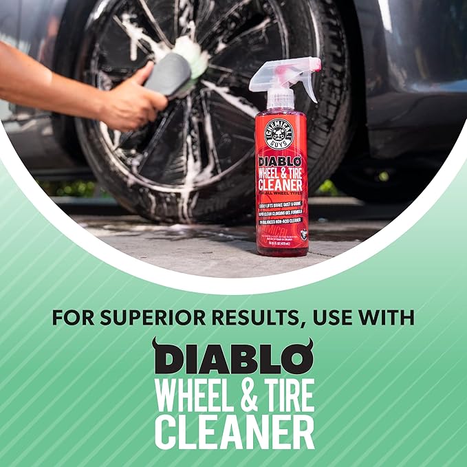 Chemical Guys Wheelie All Exterior Surface and Wheel Brush, Wheel Cleaner Brush with Soft Bristles, Safe Cleaning of Rims, Tires, and Exterior Surfaces on Cars, Trucks, Motorcycles, RVs, & More, Green