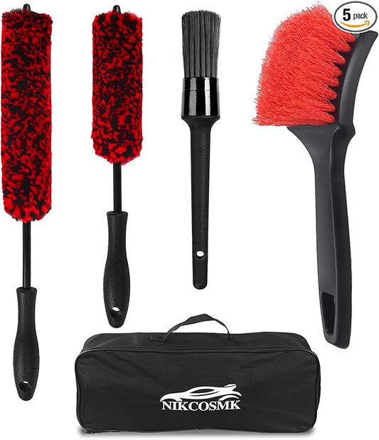 Wheel Brush, Wheel & Rim Cleaner Brush, Tire Brush, Wheel Cleaning Brush, Bendable & Durable Car Wheel Brush Set, Car Detailing Brushes, Wheel Brushes for Cleaning Wheels