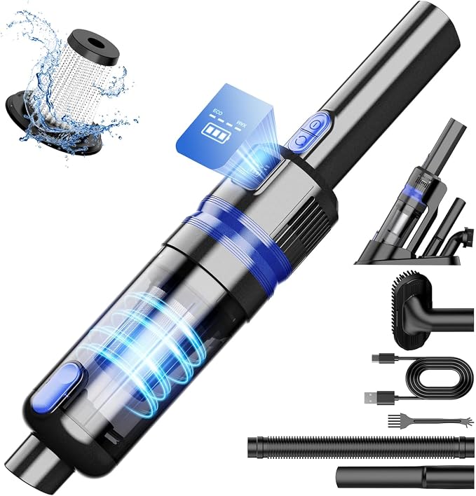 Handheld Vacuum Cordless Rechargeable 2-Speed Modes| 3-in-1 Portable Cordless Vacuum Cleaner with Charging Dock, for Car