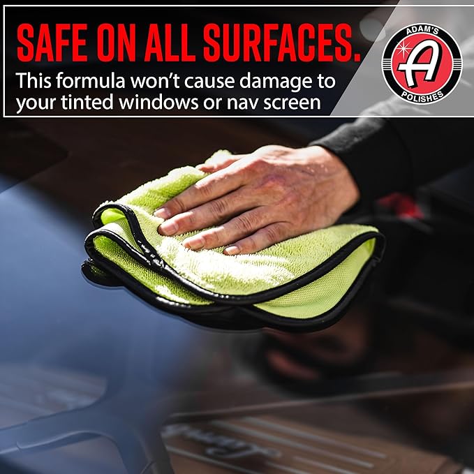 Adam's Polishes Glass Cleaner - Car Window Cleaner | Car Wash All-Natural Streak Free Formula For Car Cleaning | Safe On Tinted & Non-Tinted Glass | Won’t Strip Car Wax or Paint Protection