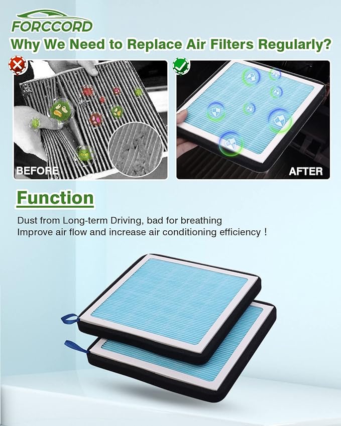 2-Pack HEPA Cabin Air Filter Fits for Toyota Tacoma 05-23/ Dodge Dart 13-16/ Pontiac Vibe 03-08 Cabin Filter CF10374 OEM Replacement Car Accessories