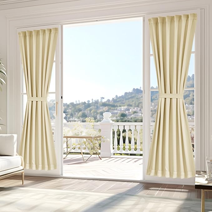 Vatge Sidelight Curtains for Front Door Privacy, 80 inch Long Sidelight Window Treatments for Glass Door, 1 Panel, W25 x L80, Light Beige