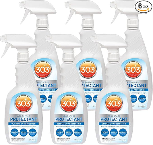 303 Products Aerospace Protectant Spray, UV Protection for Outdoor Surfaces – Protects Vinyl, Plastic & Rubber, Repels Dust & Dirt, Matte Finish, 32 oz (6-Pack)