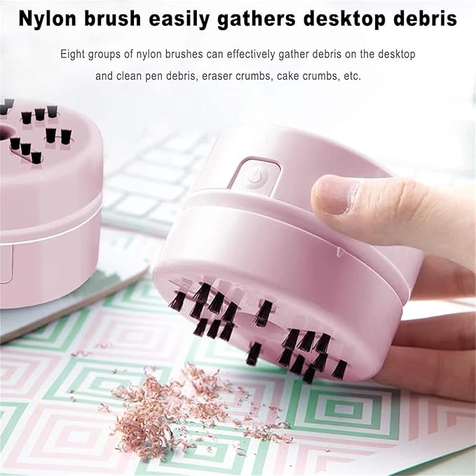 Huacan Diamond Painting Accessories Vacuum Cleaner Mini Desktop Sweeper Organizer Stray Drill Clean Diamond Art,Pink