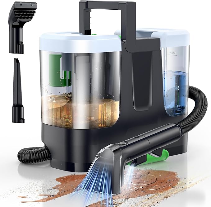 Portable Carpet & Upholstery Cleaner, 18Kpa Carpet Cleaner Machine for Deep Stain Removal, Spot Cleaner for Pet Accidents, Area Rugs, Stairs, Car Seats & Couches, Includes Tools & Self-Cleaning