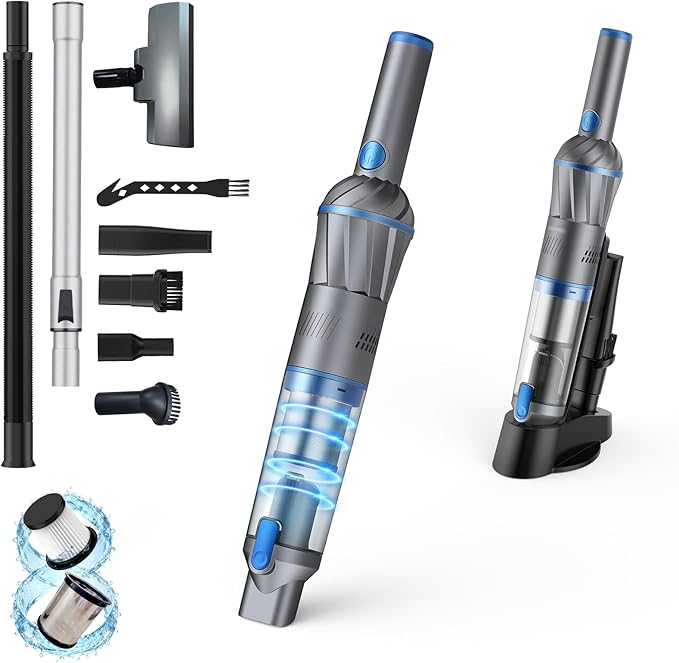 Handheld Vacuum Cordless, Powerful Suction with Portable Lightweight 1.75lb, Rechargeable Vacuum with One-Touch Empty, Multiple Accessories Handheld Vacuum for Car Home Pet Office