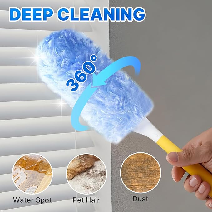 Duster Refill for Swiffer Duster, 20 Count Heavy Duty Duster Refills Kit with 1 Handle for Cleaning Dusting Furniture Blind Ceiling Fan, 360 Disposable Refills Feather Duster