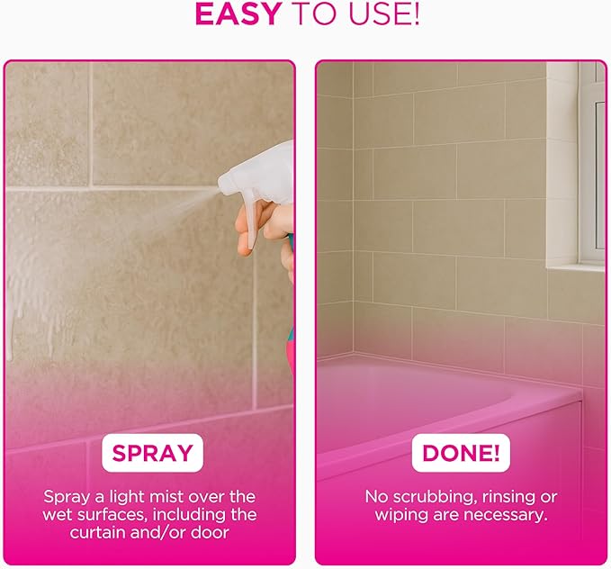 The Pink Stuff Miracle Daily Shower & Shine Spray – 30oz Bathroom Cleaner for Glass,Tile,Mirrors & Chrome – Prevents Soap Scum-& Watermarks-– No Rinse Spray-& Leave Formula,(Pack of 2)