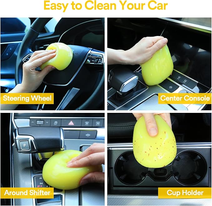 PULIDIKI Car Cleaning Gel for Car Cleaning Putty Car Putty Auto Detailing Tools Car Slime Cleaner Dust Cleaning Gel for Car Interior Cleaner Car Accessories Keyboard Cleaner Yellow (2Pack)