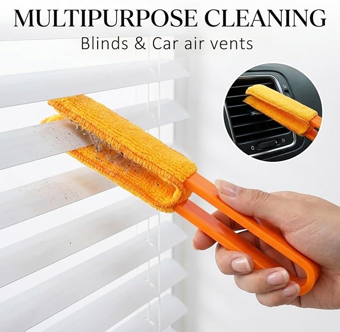 4 Pack Microfiber Blinds Duster, 4 Removable and Washable Sleeves, Cleaner for Window Blinds, Air Conditioner Vents, Fans, Car Vents