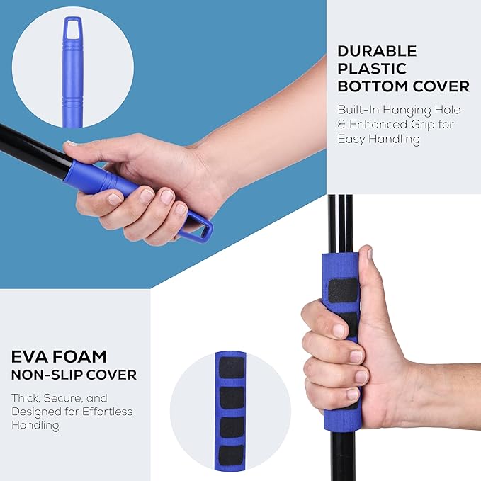 Kleen Handler 2-in-1 Window Squeegee with 60” Extendable Pole, Rotatable Glass Cleaner Tool for Commercial and Residential Use, 2 Reusable Sleeves and 14” Blade