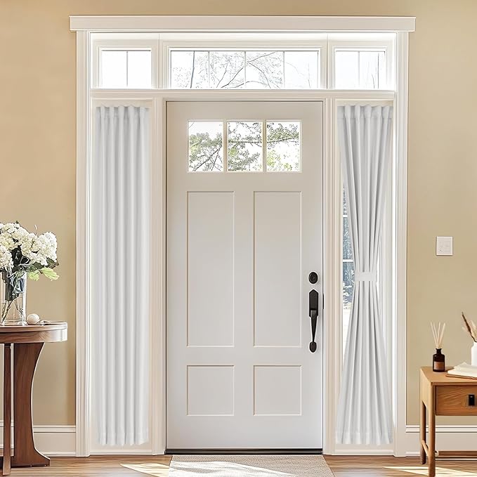 Vatge Sidelight Curtains for Front Door, 12 Inch Wide Narrow Window Curtains for Side Door, 1 Panel, W12 x L80, Greyish White
